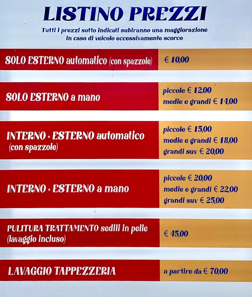 Listino prezzi Macrolavaggio